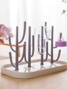 Rak Pengering Botol Bayi dengan Warna Kontras, Rak Pengering yang Dapat Dilepas, Set Sikat Botol Opsional, Catatan: Tidak Termasuk Dot Botol, Opsional Satuan/Set - MultiWarna - View 1