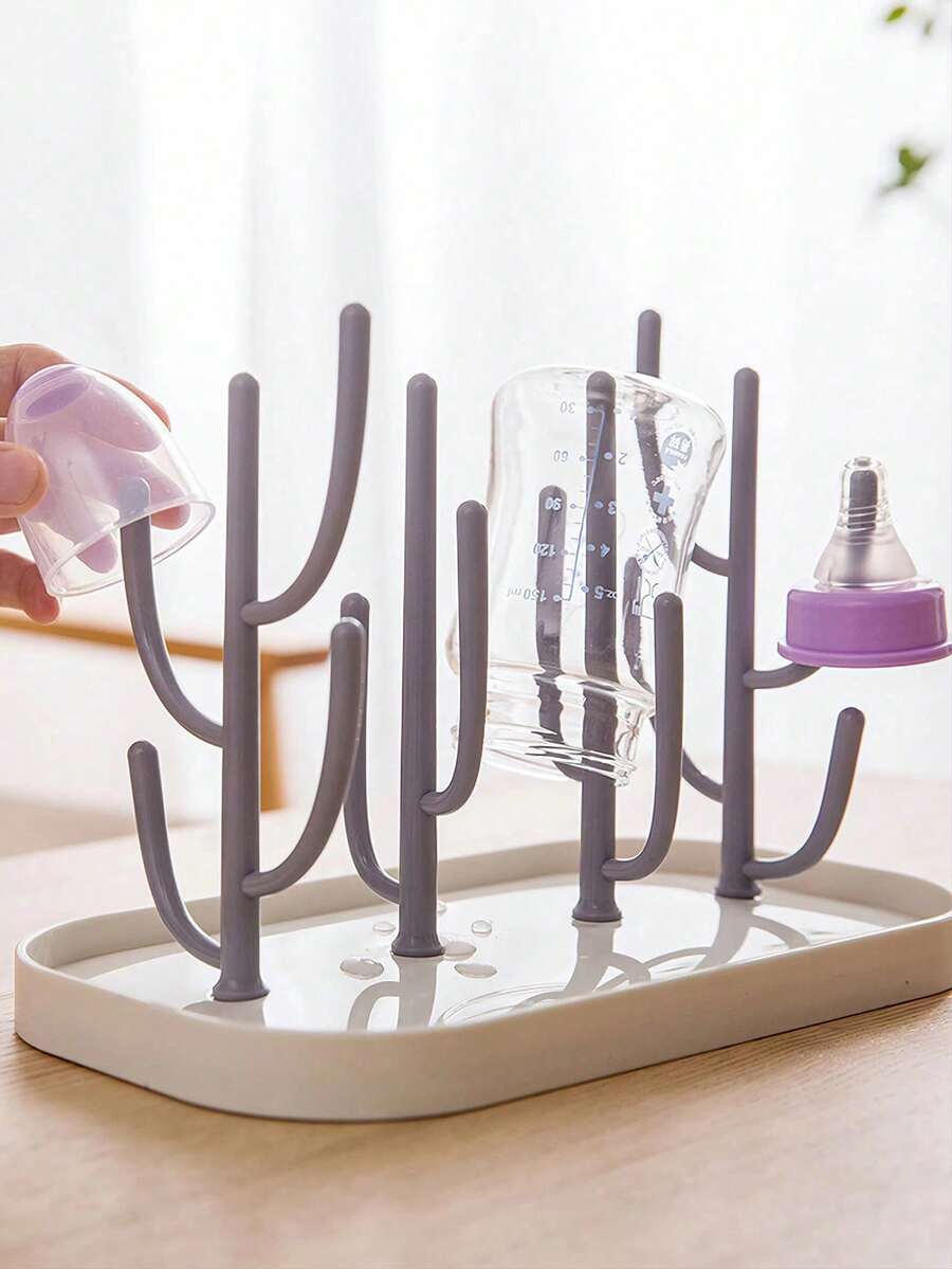 Rak Pengering Botol Bayi dengan Warna Kontras, Rak Pengering yang Dapat Dilepas, Set Sikat Botol Opsional, Catatan: Tidak Termasuk Dot Botol, Opsional Satuan/Set - MultiWarna - View 1