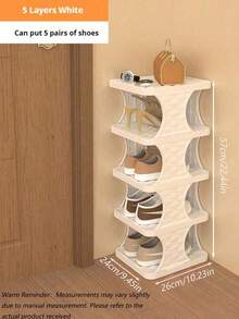 Foldable Shoe Rack - Ideal For Narrow Closets, Space-Saving, Plastic Shoe Organizer Rack, Suitable For Entryway, Efficient Space Utilization For Home/Dorm - Beige - View 3