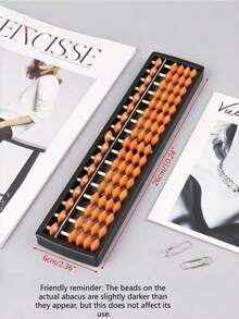 1 PC Multifunctional Rod Compatible With Chinese Japanese Calculator Brown Wood Beads Standard Abacus For Office Adult Use Vintage Abacus - Multicolor - View 7