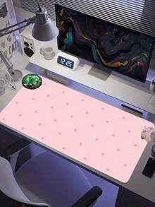 1PC Extended Large Premium Fabric Non Slip Rubber Base Gaming Mouse Pad Desk Mat Durable Smooth Wear Resistant Keyboard Pad For Laptop Desktop Computer Office Home School Student Gamer Must Have - Pink polka dot - View 5