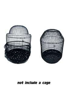 1pc Adjustable Elastic Bird Cage Cover, Breathable Mesh Dust Guard With Scatter-Proof Design, Universal Fit For Small Medium Large Parrot Cages, Reusable Pet Cage Sleeve - Multicolor - View 5