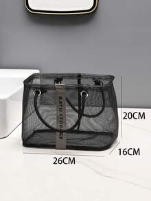 1Pc Mesh Shower Caddy Foldable Bathroom Organizer Waterproof Toiletry Bag For Shampoo Cosmetics Pool Outdoor Shopping Gym Home Travel Patio Storage Accessory Supplies - Multicolor - View 14