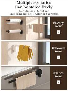 Kitchen Sink Organizer Rack, Rotating Wall-Mounted Storage Holder, Dishcloth Rack, Towel Bar, Sink Drain Rack, Drill-Free Bathroom Towel Rod, Suitable For Home Kitchen And Bathroom, Kitchen Supplies, Kitchen Accessories, Kitchen Tools - Style B - View 11