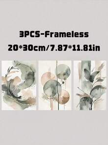 3Pcs Unframed Abstract Watercolor Canvas Wall Art, Minimalist Green Beige Ink Wash Triptych Prints, Modern Neutral Abstract Paintings For Living Room, Dining Room And Bedroom Home Decoration - multicolor - View 10
