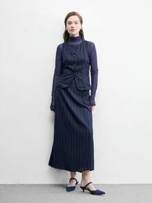 CUCCOO BIZCHIC 尖頭通勤深藍色小貓女款百搭日常上班高跟拖鞋 - 藏蓝色 - 查看 6