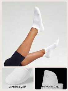 GLOWMODE 3 Pairs Arch Support Everyday Socks Gym - white + yellow + navy blue - View 2