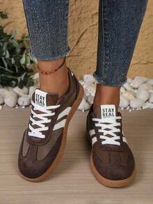 Casual Summer Women'S Sneakers With Soft Sole And Striped Pattern, New Spring 2025 Collection - 2615-1 Brown - View 3