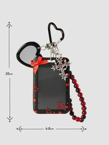 MortiRose 1 Retro Fashion Personalized Black And Red Imitation Crystal Cross Love Star Card Cover "1 Rhinestone Sticker For Free" DIY Keychain Bag Pendant - Black red - View 8