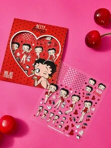 Betty Boop x SHEIN 復古女士亮片美甲貼紙，多用途水轉印貼，適用於美甲藝術、水瓶、文具與筆記本，DIY - 彩色 - 查看 2