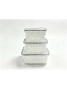 Food Storage Box Set With Drain Basket And Lid - Leak-Proof, Refrigerator, Reusable Multi-Functional Kitchen Storage Boxes, Suitable For Fruits, Vegetables, And Food. - Multicolor - View 12