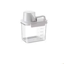1Pc Plastic Laundry Detergent Dispenser With Lid, Leak‑Proof Sealed Storage Container, For Laundry Powder And Liquid Detergent, Ideal For Home Bathrooms, Laundry Rooms, Hotels And More. - White - View 8