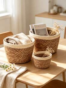 1/2/3PCS Natural Seagrass Woven Planter Basket Set Large Medium Small Boho Farmhouse Coastal Wall Hanging Flower Pot Holder Storage Organizer For Living Room Bathroom Home Decor Spring Summer Gift Must Haves - one size fits all - View 5