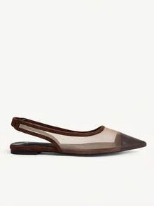 CUCCOO CHICEST Women's Lightweight Mesh Brown Pointed Toe Flat Shoes With Back Strap Design, Soft Sole Daily Commute Shoes For Party And Date Fall Shoes - Brown - View 3