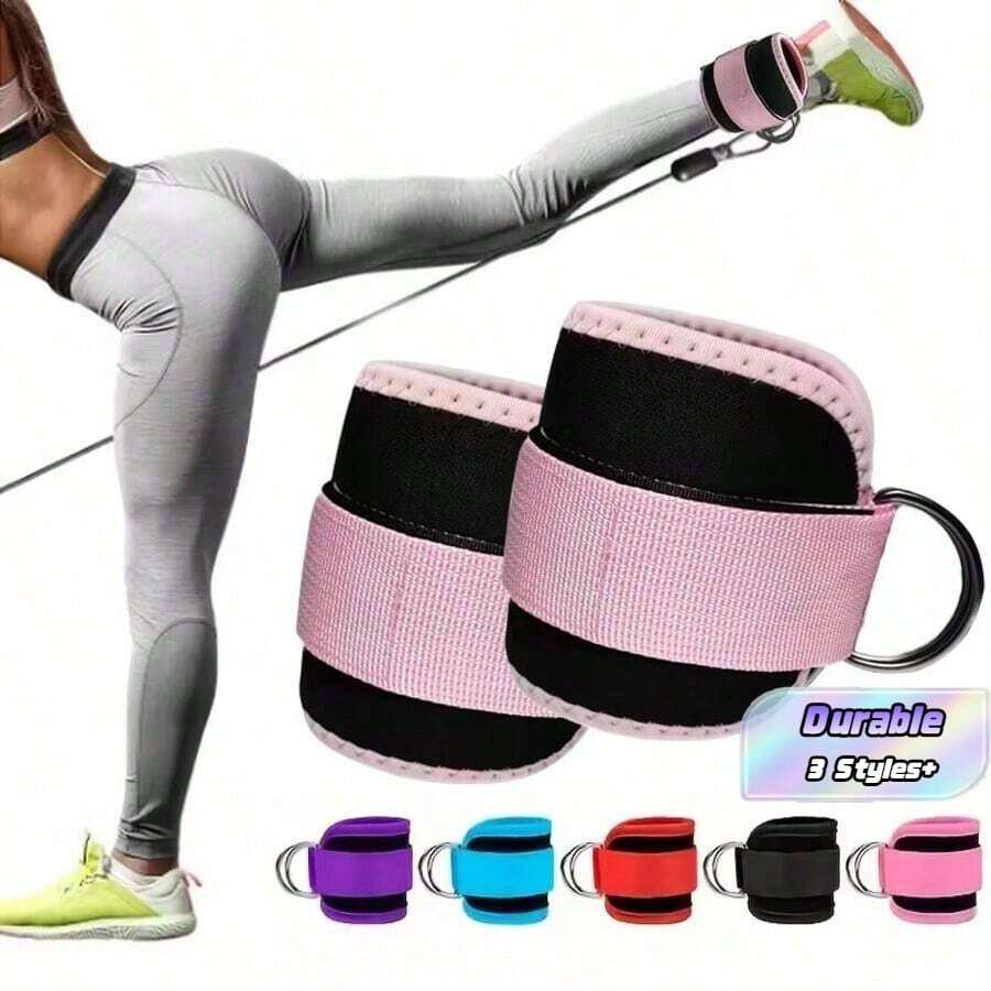 1/2pcs Ankle Strap For Rope Equipment And Resistance Bands, D-Shaped Loop Ankle Strap, Adjustable Looseness, For Home, Gym, And Leg Muscle Training - Multicolor - View 1