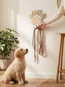 1pc Handcrafted Wooden Paw Print Wall Hook - Polished Finish, Perfect For Towels & Clothes Storage In Bedroom And Bathroom Decor - Multicolor - View 3