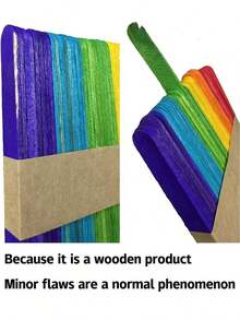200pcs Colorful Craft Sticks, Wooden Rainbow Craft Sticks, 4.5 Inch Colorful Wooden Sticks, Craft Sticks, Rainbow Craft Sticks, Diy Craft Supplies, Building Models - Multicolor - View 4