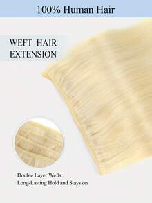 Natural Human Hair Weft-Double Weft Suitable For Sewing In Extensions,Platinum Blonde Color,12-22"Seamless Hair Extension,All Occasions,Volume Enhancing Hairpiece,Secure Fit Hairpiece,Versatile Hair Styling,Soft Silky Hair Sew In Extensions For Women - S60 - View 6