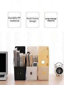1 Piece Desktop Storage Bookcase File Rack Frame Storage Box Bookcase Data Rack Stationery Rack Student Dormitory Desktop Stationery Book Storage Box One Piece Foldable Multifunctional Storage Box Back To School School Supplies - Multicolor - View 5
