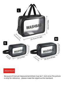 Found Favorite Large Capacity Waterproof Cosmetic Storage Bag, Transparent Portable Design, Dual Handles - Perfect For Organizing Cosmetics And Toiletries - Black - View 3