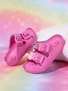 SHEIN X Care Bears 女童時尚可愛兒童拖鞋 EVA材質 童趣玫瑰紅 基本百搭 居家室內與戶外通用兒童時尚拖鞋 - 玫紅色 - 查看 6