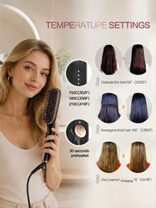 Teckwe US Plug 2-In-1 Straightening Brush, Electric Straightener And Curler, Portable Electric Straightening Comb - Multicolor - View 2