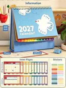 Kalender Meja Minimalis Morandi 2027, Ornamen Dekorasi Meja Kreatif untuk Check-In, Kalender Mini Segar dengan Tampilan Menarik - warna-warni - View 5