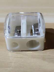 1 White Double Hole Eyeliner Eyebrow Pencil Sharpener Multifunctional Mini Portable Dual Size Design Makeup Tool Precise Sharpening Compact Easy Carry Beauty Accessory For Home Travel - White - View 8