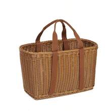 Wicker Shopping Basket With Handles - A Reusable Handwoven Market Basket Suitable For Grocery Stores, Farmers Markets, Harvesting, Picnic Bouquet Collection, And Home Storage. - Picnic Basket - View 7