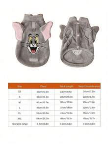 TOM & JERRY X PETSIN 1 Piece Embroidered Cat Or Mouse Pattern Plush Warm Sleeveless Non Slip Jacket With Traction Buckle, Suitable For Cats And Dogs, Perfect For Comfortable Indoor Warmth And Outdoor Winter Walks - Multicolor - View 4
