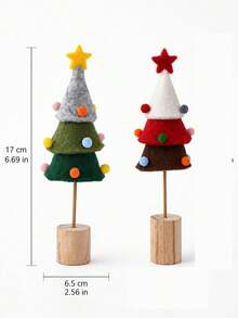 Muroi Mono Dekorasi Meja Pohon Natal dari Kain Felt, Pohon Mini Pom Pom Warna-warni dengan Alas Kayu, Ornamen Liburan Buatan Tangan yang Lucu untuk Rumah, Kantor, Meja, Rak & Dekorasi Pesta Natal - Beraneka warna - View 8