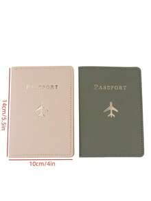 Found Favorite Couple Fashion Travel Gold Stamping Passport Holder Set 2 Pieces Set Travel Accessories Set Suitable For Holiday Travel Travel Supplies - Army green + khaki - View 4