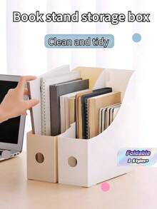 1 Piece Desktop Storage Bookcase File Rack Frame Storage Box Bookcase Data Rack Stationery Rack Student Dormitory Desktop Stationery Book Storage Box One Piece Foldable Multifunctional Storage Box Back To School School Supplies - Multicolor - View 1