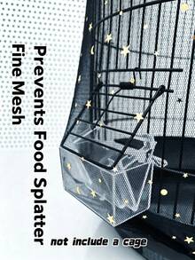 1pc Adjustable Elastic Bird Cage Cover, Breathable Mesh Dust Guard With Scatter-Proof Design, Universal Fit For Small Medium Large Parrot Cages, Reusable Pet Cage Sleeve - Multicolor - View 14