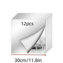 4/8/12pcs Classic Square Wall Mirror Tiles, Easy To Adhere Install, Frameless Full-Body Mirror, Suitable For Bedroom, Home Gym, Dorm Decor, Modern Aesthetic, Decorative Wall Mirror - Multicolor - View 10