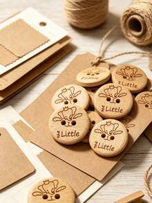 2-Hole Round Natural Wooden Buttons Engraved Cute Little Elephant Pattern, Cartoon Animal Sewing Buttons For Baby Clothes Kids Dress DIY Garment Accessories - multicolor - View 8