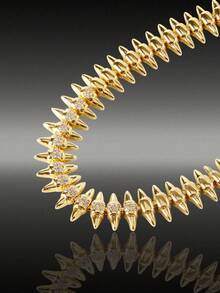 MortiRose 18K Gold-Plated Pointed Oval Stitching Stylish Retro Bracelet - Yellow Gold - View 2