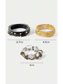 Noxbound A Fashionable Gothic Niche Popular Square Fine Glitter Transparent Beaded Gold Rivet Black Round Resin Bracelet For Mom/Lady/Girl/Mother,/Gothic/Fashi - Multicolor - View 8