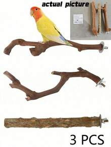 Bird Supplies Bird Cage Accessories Toys 5pcs Parrot Perch Set 3 Grapevine Perches 2 Stands Claw-Shaped Frosted Parrot Chewing Training Branch Suitable For Parrots, Medium And Small Birds Holiday Gift - Multicolor - View 14