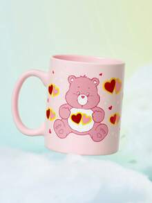 SHEIN X Care Bears 400ml (13.5oz) 淡粉色愛心卡通熊陶瓷馬克杯 大容量家用咖啡飲水杯 女生可愛印花水杯 適合居家辦公室 情侶與女友情人節生日禮物 日用禮品杯 - 粉色 - 查看 2