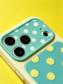 ShellaStory Minimalist Dopamine Color Blocked Polka Dots Phone Case Compatible With IPhone 17 Pro Max 17 Pro 17 Pro 16 14 13 15 Pro Max 14 15 16 Plus 14 15 13 16 17 Simple Protective Cover - Yellow - View 3