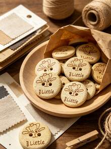 2-Hole Round Natural Wooden Buttons Engraved Cute Little Elephant Pattern, Cartoon Animal Sewing Buttons For Baby Clothes Kids Dress DIY Garment Accessories - multicolor - View 2