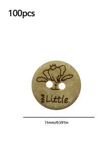 2-Hole Round Natural Wooden Buttons Engraved Cute Little Elephant Pattern, Cartoon Animal Sewing Buttons For Baby Clothes Kids Dress DIY Garment Accessories - multicolor - View 9