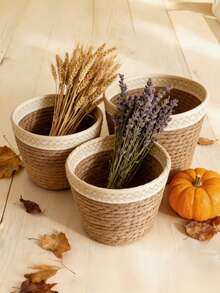 1/2/3PCS Natural Seagrass Woven Planter Basket Set Large Medium Small Boho Farmhouse Coastal Wall Hanging Flower Pot Holder Storage Organizer For Living Room Bathroom Home Decor Spring Summer Gift Must Haves - one size fits all - View 2