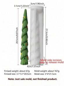 3d Layered Christmas Tree Silicone Mold, 3 Different Sizes Long Needle Pine Tree Aromatherapy Candle Mold, Side Opening Design For Easier Demolding, Clear Texture And Realistic Pine Needle Layers, Suitable For Diy Scented Candles, Handmade Soap - Long Candle - View 9