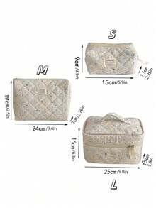 Found Favorite 1Pc/Set Floral Makeup Bags Corduroy Multifunctional Cosmetic Organizer Portable Cosmetics Storage Clutch With Zipper Closure For Cosmetics,Skin Care - Multicolor - View 9