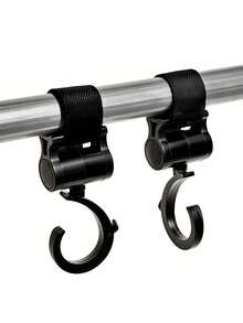 1/2/3 Optional 360-Degree Rotating Stroller Hook, Stroller External Hook, Multi-Function Hook, Crib Hook - Black - View 3