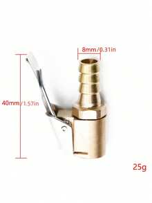 Golden Female Thread Air Chuck With American Male Connector, Heavy Duty Lock-On Tire Inflator Chuck With Clip, Copper Material, Fast Air Flow For Tire Inflation - multicolor - View 11