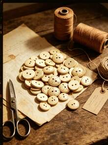 2-Hole Round Wooden Buttons Engraved Vintage Clock Dial Scale Pattern, Natural Wood Sewing Buttons For Shirts Dresses DIY Garment Accessories - multicolor - View 8