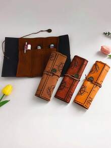 Túi đựng bút hình bản đồ kho báu sáng tạo - Hộp bút bằng vải canvas và da phong cách retro dung tích lớn - Nắp cuộn đơn giản dành cho học sinh - Nhiều màu - Xem 7